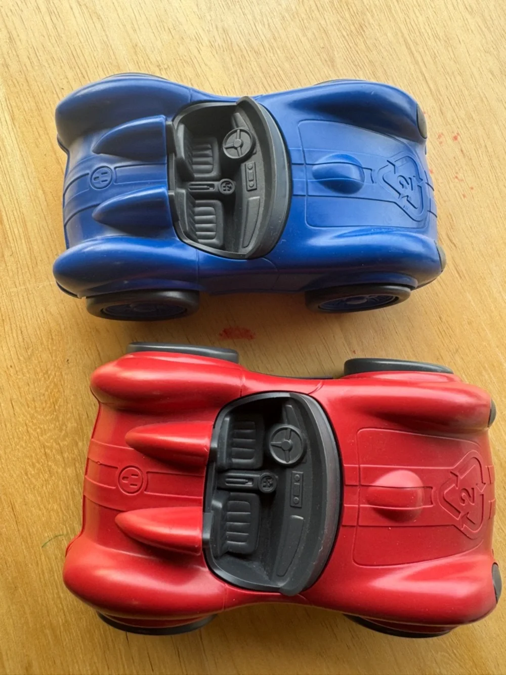 Set of two race cars by Green Toys, made in the USA with 100% recycled materials